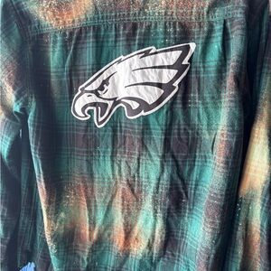 Green Plaid Shirt with Eagle Logo Flannel Large